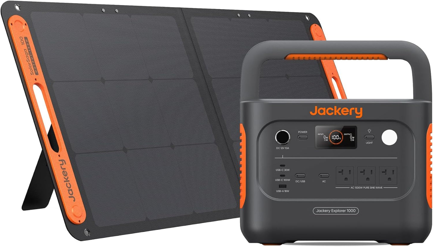 Jackery Solar Generator 1000 v2 with 100W Solar Panel