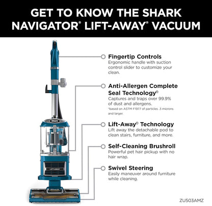 Shark Upright Vacuum, Teal, ZU503