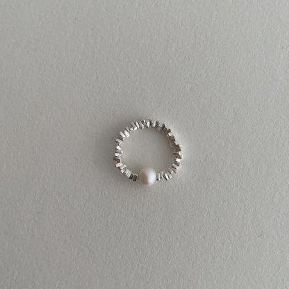 Pearl Original Stone Silver Bead Ring